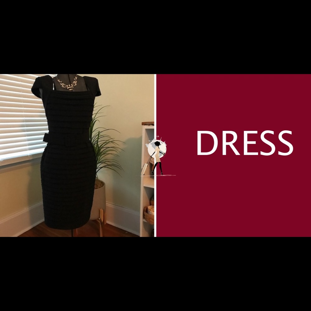 Black Belted Bodycon Midi Dress